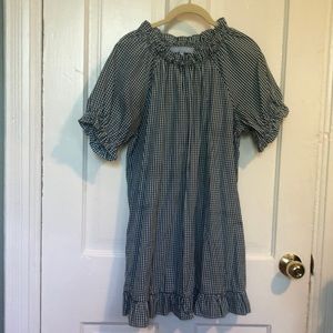 Hill House short sleeve nap dress, green and white checks